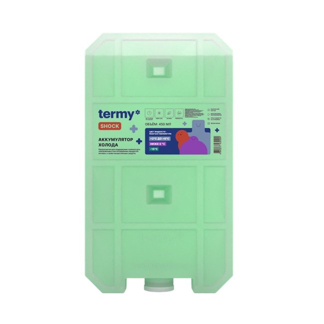 Аккумулятор холода Termy Shock 600 мл, водно-солевой, (зеленый от 0 до  -15 градусов)