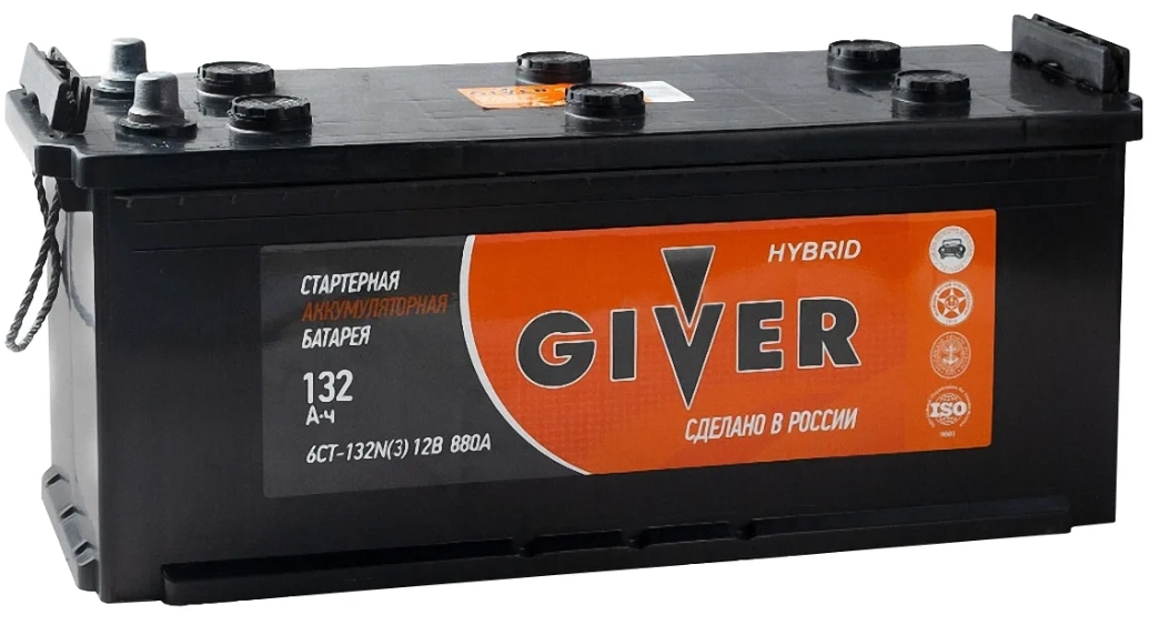 Аккумулятор GIVER HYBRID 6CT -132 евро. конус