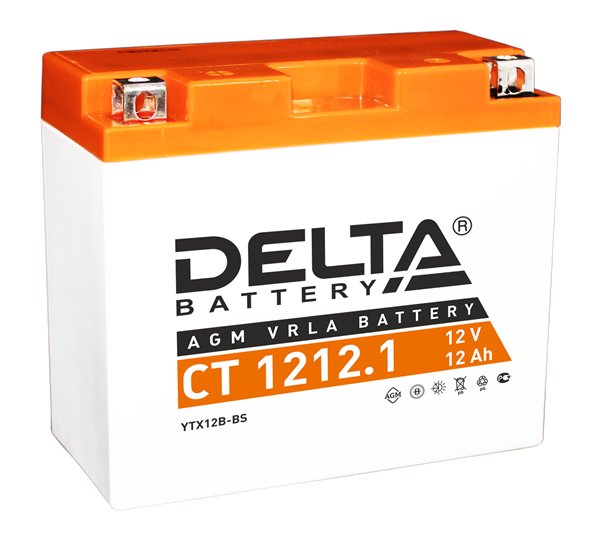 Мото аккумулятор Delta CT 1212.1 п.п. YT12B-BS