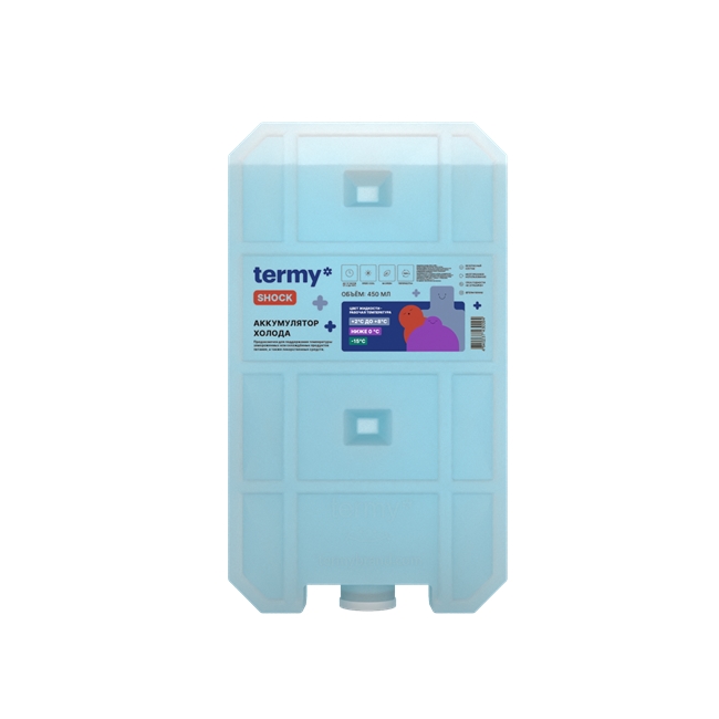 Аккумулятор холода Termy Shock 600 мл, водно-солевой, (синий +2-+8 градусов)