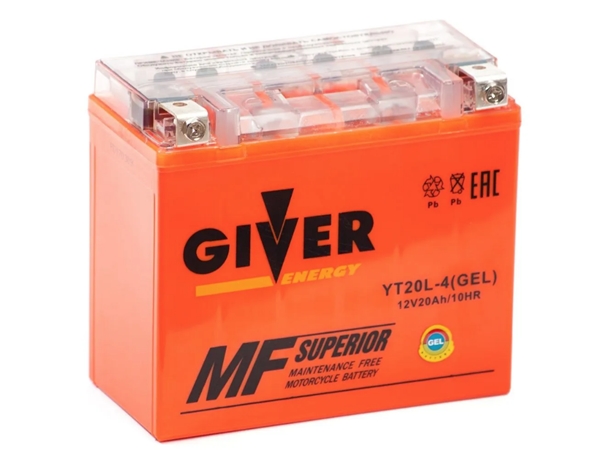 Аккумулятор GIVER ENERGY 12V/20Ач (YT20L-4) GEL