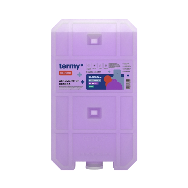 Аккумулятор холода Termy Shock 600 мл, гель, (фиолетовый до 0 градусов)