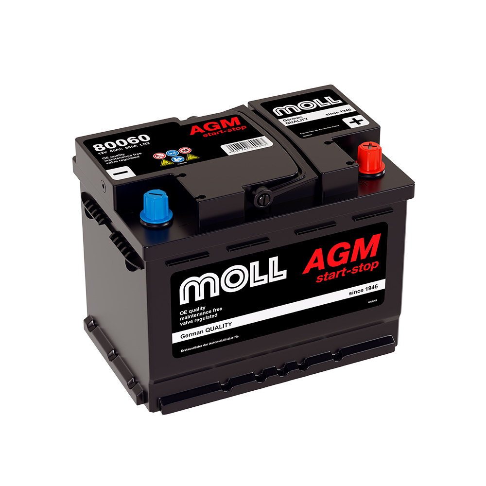 Аккумулятор MOLL MOLL AGM 60ач евро 680A 242x175x190 L2 (80060) — Германия, купить в СПб