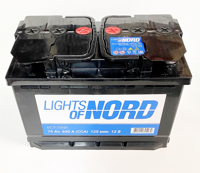 Аккумулятор Lights of NORD 75 А/ч Обратная EN600 A 277х175х190 6СТ-75NR