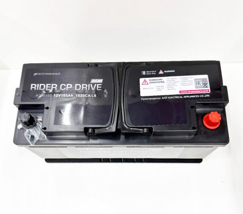 Аккумулятор Аккумулятор  105 а/ч  AGM RIDER Stop&Go VRL6 о/п  950A CCA 394х175х190 RIDER DRIVE — детальное фото