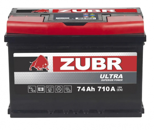 Аккумулятор ZUBR Ultra 74 Ач низкий, правый+ детальное фото — Аккумуляторная Балтийская Компания СПб